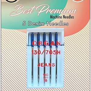 CLOVER Premium Machine Needles 110/18 Jean Denim, 5 Piece