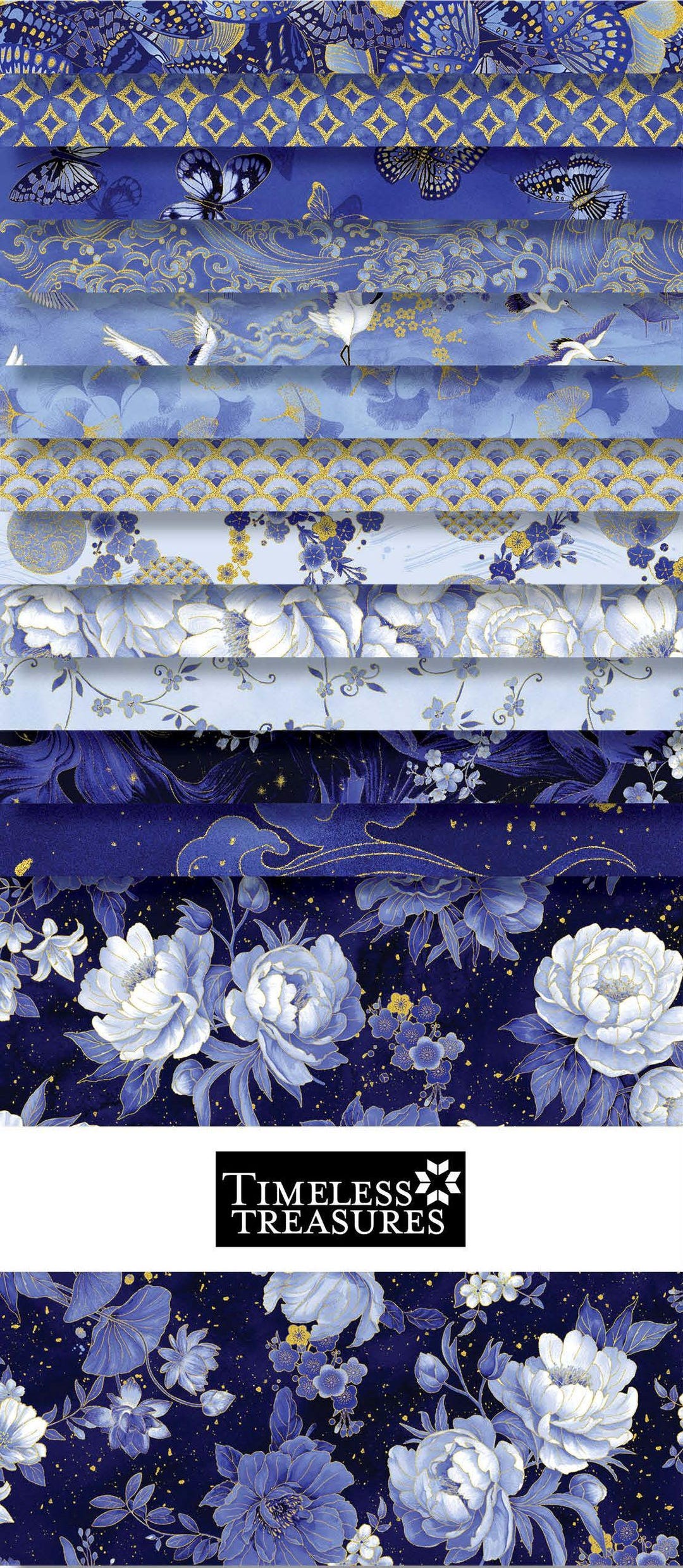 Timeless Treasures Moonlight Layer Cake 10" Precut Squares Blue ...