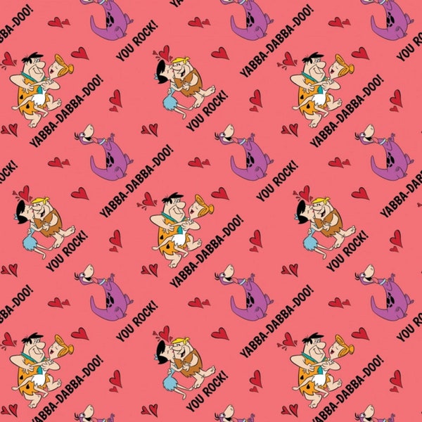 Flintstones Pun Love Premium Cotton Fabric 44" by the Yard