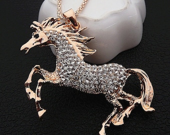 Crystal Horse Pendant Jeweled Key Chain or Purse Charm or Necklace or Needle Minders