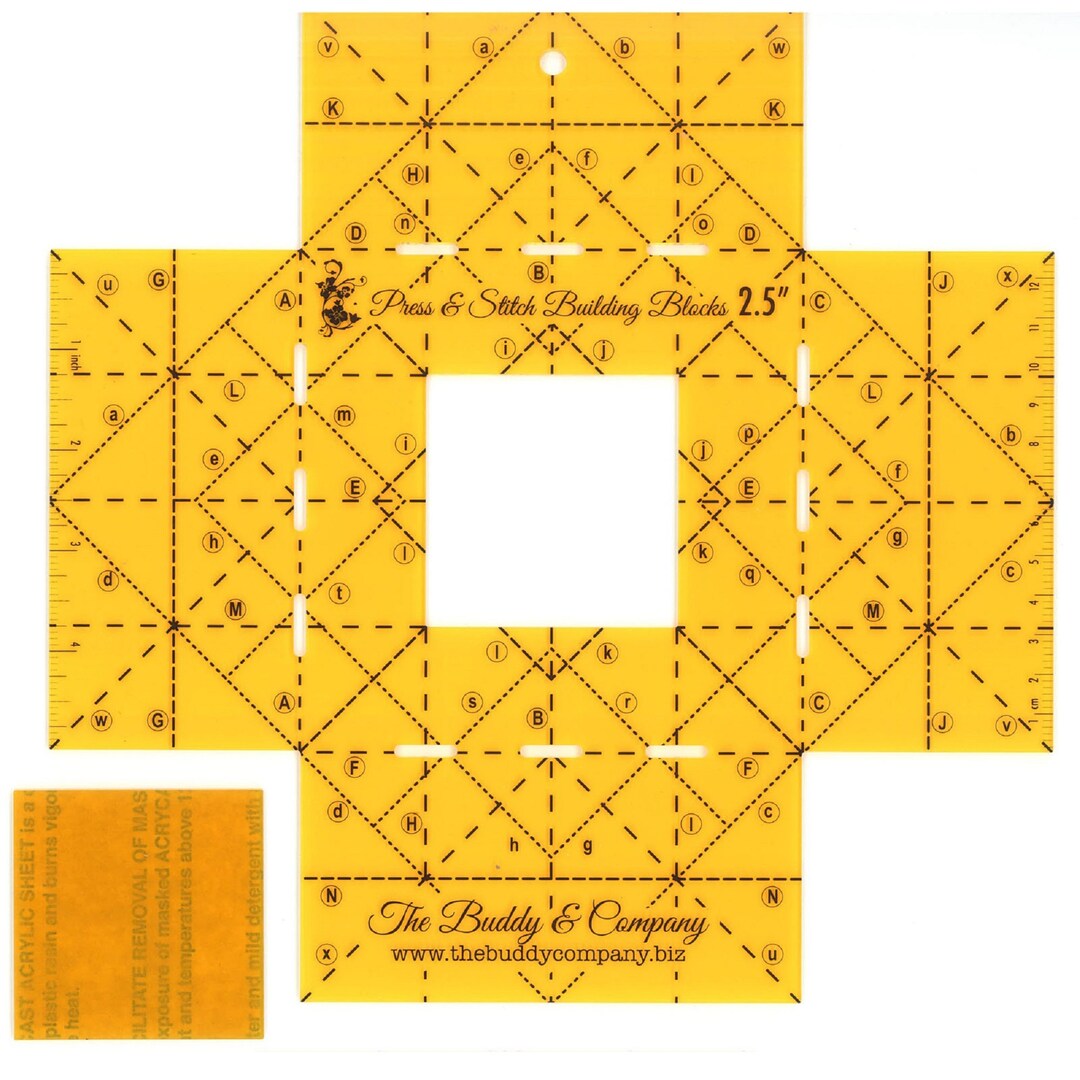 Quilt Block Square Ruler Quilter's Press & Stitch Ruler Square 2-1/2