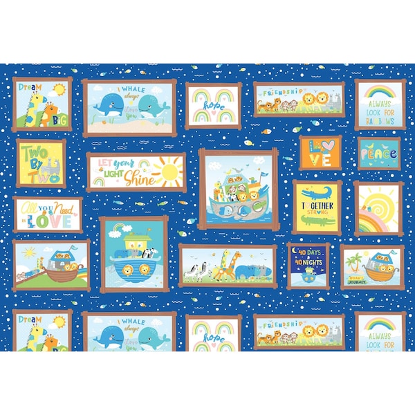 Noah's Journey Frames Nursery Baby Childrens in Fabric by the Yard Multi