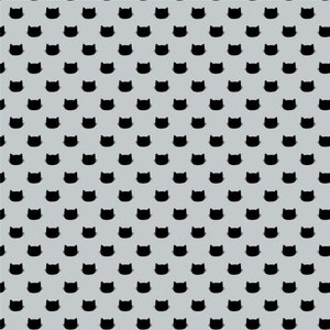 Cats Having Fun Kittens Constellation Gray Black Baby Nursery Quilting Cotton 44&quot; Fabric by the Yard