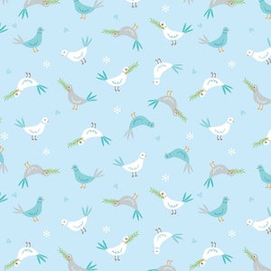 Noah&#39;s Journey Light Blue Doves of Peace Nursery Baby Childrens Cotton Fabric 44&quot; by the Yard