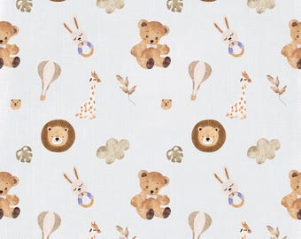 Baby Nursery Seamless Pattern | Neutral Safari Animals & Bears | Watercolor Baby Print | 300 DPI PNG JPEG Digital Download