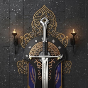 Kung Aragorn handgjord svärdreplika | Rostfritt stål fantasy cosplay med skida