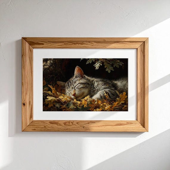 Autumn Cat Print Set: Vintage Oak Tree, Landscape & Portrait (Digital Download) by CatmosPrints