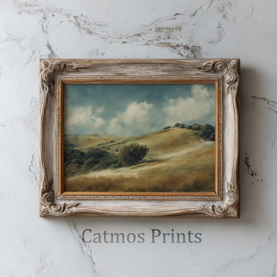French Countryside Hills Art Print – Whispering Fields (Digital Download) by CatmosPrints
