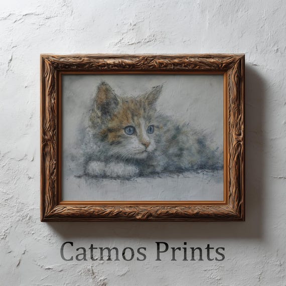 Golden Cat Reverie Art Print – Whiskered Muse of the Afternoon (Digital Download) by CatmosPrints