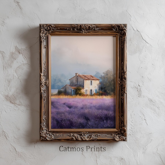 French Lavender Field Art Print – Provence Morning Serenity (Digital Download) by CatmosPrints