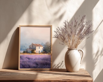 Lavender Field Art – Provence Wall Art Printable, French Country Landscape (Digital Download)