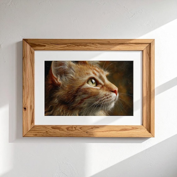 Orange Cat Portrait Painting - Autumn Vintage Style (Digital Download) by CatmosPrints
