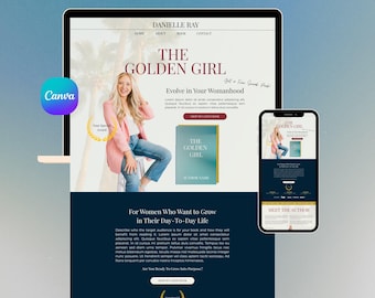 Plantilla Canva de varias páginas para presentación de sitios web, página de destino y sitio web para orador, autor y coach profesional.