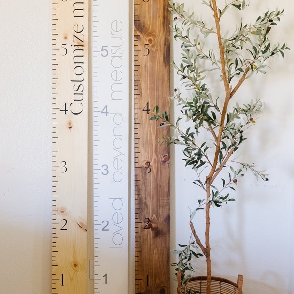 HAND PAINTED Growth ruler, growth chart, measuring stick, kid ruler, giant ruler, family growth chart, wooden ruler, wooden growth ruler