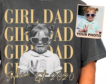 Comfort Colors® Custom Dad Vintage Photo Shirt, Personalized Fathers Day Kids Picture