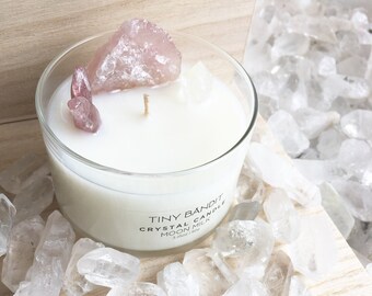 Limited Edition Strawberry Full Moon 3.5 oz Crystal Candle Moon Milk | Tiny Bandit Natural Coconut Wax