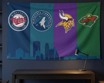 Minnesota Sports Flagge Vikings Twins Timberwolves Wild | Minneapolis Fan Banner Mancave Garage Frat Zimmer Wanddeko Geschenk