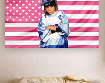 Tom Kaulitz Flagge Tokio Hotel Tapisserie - Pinke USA Flagge Ästhetik Band Wanddeko Indie Rock Frat Zimmer Poster