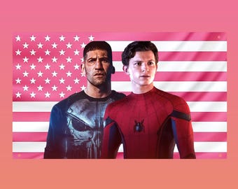 Spider-Man Brand New Day Flag | Spider-Man & Punisher Wall Flag | Tom Holland Peter Parker Tapestry | Marvel Room Decor