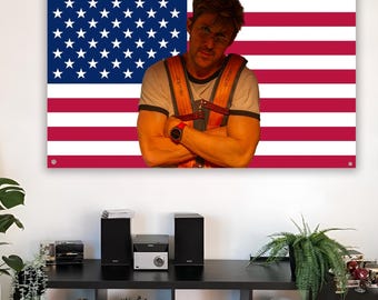 Ryan Gosling American Flag | Project Hail Mary Wall Tapestry | Sci Fi Movie Actor Dorm Room Decor | Hollywood Celebrity Crush Fan Gift
