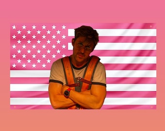 Ryan Gosling Pink US Flag | Project Hail Mary Wall Tapestry | Aesthetic Dorm Room Decor | Ryan Gosling Fan Gift