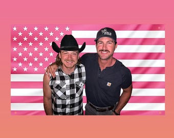 Riley Green and Morgan Wallen US Flag, Country Boys Pink Tapestry, Country Music Wall Decor, Frat Room Flag, Fan Gift, Favourite Duo