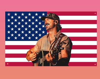 Riley Green Flagge, Country-Musik-Tapisserie, Wanddekor der amerikanischen Flagge, Landhaus-Sänger-Fangeschenk, Cowboy-Raumdekor