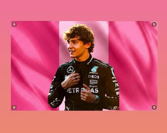 Kimi Antonelli Pink Italian Flag | Formula 1 Hot Driver Wall Tapestry | Dorm Room Decor | Kimi Antonelli Merch Fan Gift | F1 Tapestry