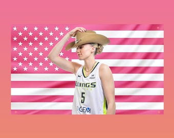 Paige Bueckers Flag, Hot Basketball Girl Tapestry, Pink American Flag Wall Decor,Aesthetic Athlete Frat Room Dorm Decor | Hot Celebrity Flag