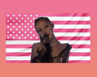 Ariana Grande Pink US Flag | Eternal Sunshine Tour Wall Tapestry | Dorm Room Decor | Ariana Grande Fan Gift