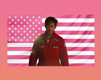 Ryan Gosling Project Hail Mary Pink US Flag | NASA Sci Fi Wall Tapestry | Dorm Room Decor | Ryan Gosling Fan Gift