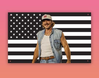 Morgan Wallen Black US Flag, Country Singer Tapestry, Country Music Wall Decor, Frat Room Flag, Fan Gift