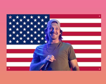Morgan Wallen American Flag Tapestry – Country Music Wall Art | Country Singer Fan Decor | Western Music Room Flag Banner