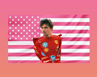 Charles Leclerc Pink USA Flag | Formula One Racing Flag Wall Tapestry | F1 Fan Room Decor Gift for Motorsport Lovers