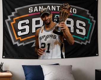 Tim Duncan Spurs Flagge, San Antonio Basketball Legende Wandteppich, Europa-Meisterschafts-Wanddekoration, Sportfan Raum Flagge
