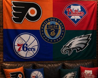 Philadelphia Sports Flag | Philly Sports Teams Flag | Philadelphia Fan Flag | Philly City Sports Wall Flag