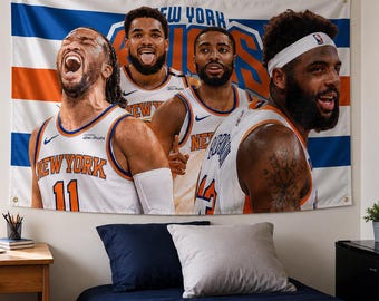 Knicks Flagge, New York Basketball Wandteppich, 2026 Meister Banner, Playoff Basketball Wanddekoration, Sportfan Raum Flagge