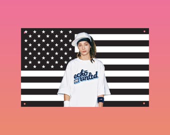 Tom Kaulitz Black American Flag – Rock Aesthetic Wall Flag | Dorm Frat Room Decor