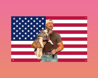 Riley Green American Flag Tapestry – Country Singer Wall Art Banner | Patriotic US Flag Decor | Western Bedroom Dorm Flag