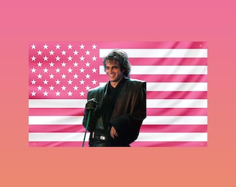 Anakin Skywalker Pink American Flag Tapestry – Star Wars Wall Art | Hayden Christensen | Hot Jedi Decor | Dorm & Frat Flag