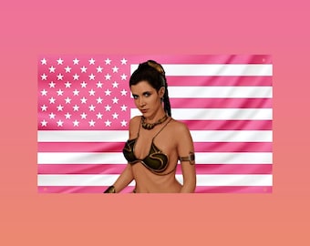 Princess Leia Pink American Flag Tapestry – Star Wars Wall Decor | Leia Organa Banner for Bedroom or Dorm