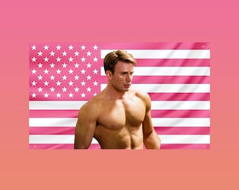 Captain America Pink Amerikanische Flagge - Chris Evans inspirierte Superhelden Wandflagge | Marvel Wohnheim Frat Dekor