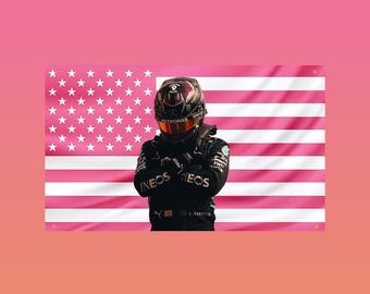 Lewis Hamilton Wakanda Pink Flag, F1 Formula One Wall Flag, Motorsport Room Decor