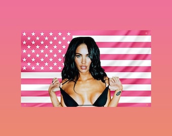 Megan Fox Flag – Hot Megan Fox Pink US Flag | Iconic Actress Aesthetic Wall Tapestry