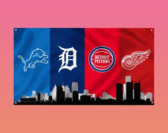 Detroit Sports Flag | Detroit City Sports Flag | Detroit Fan Flag | Detroit Sports Wall Flag