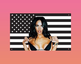 Black Megan Fox US Flag – Hot Girl Tapestry Celebrity Wall Decor Dorm Frat Room Poster