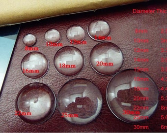 50pcs 6- 8-10-12-14-16-18-20-22-25--30mm Multiple specifications Round Clear Glass Transparent Clear Oblate Cabochon Cameo Cover Cabs