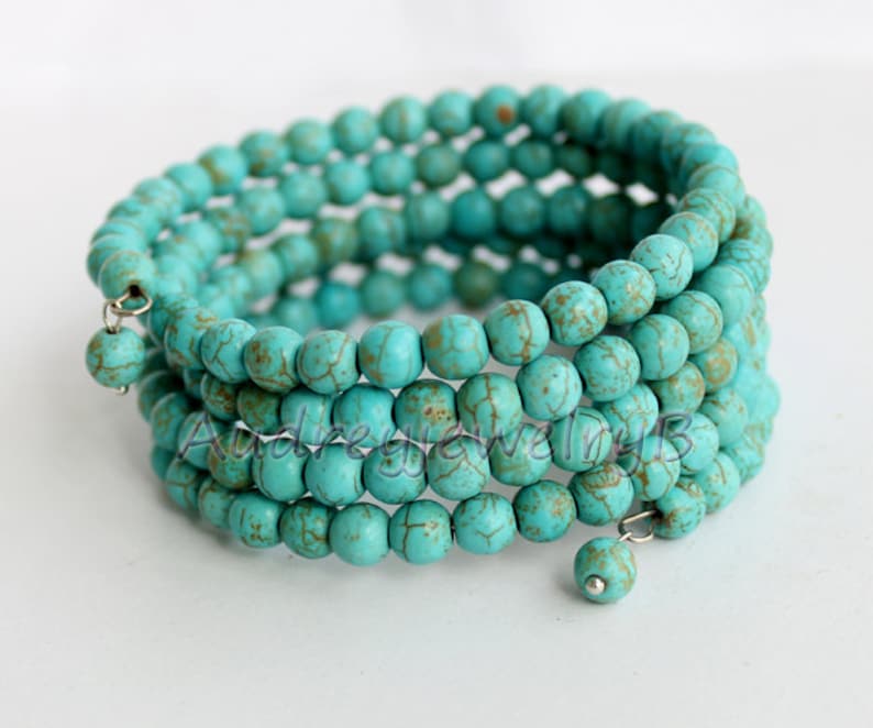5 Wrap Turquoise Bracelet Turquoise Wrap Bracelet Turquoise Etsy