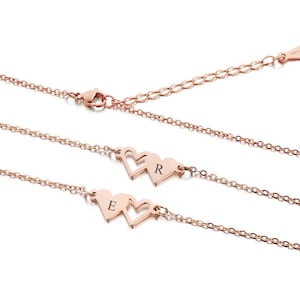 Pulseras de letras iniciales personalizadas Pulsera de amistad para 2, pulsera de hermana, 2 corazones compuestos de amistad, regalo para amigos /BFF