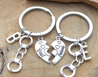 2pcs/set Personalized Initial keychain Best Friends keychain,BFF keychain,Keychain,Friendship keychain